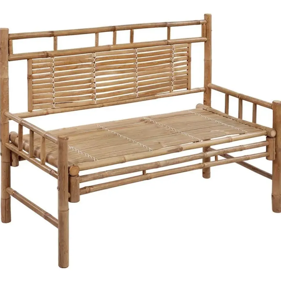 vidaXL - Tuinbank - Blauw - Bamboe - 120 cm - Met kussen