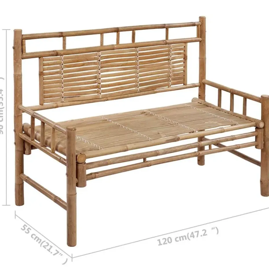 vidaXL - Tuinbank - Blauw - Bamboe - 120 cm - Met kussen