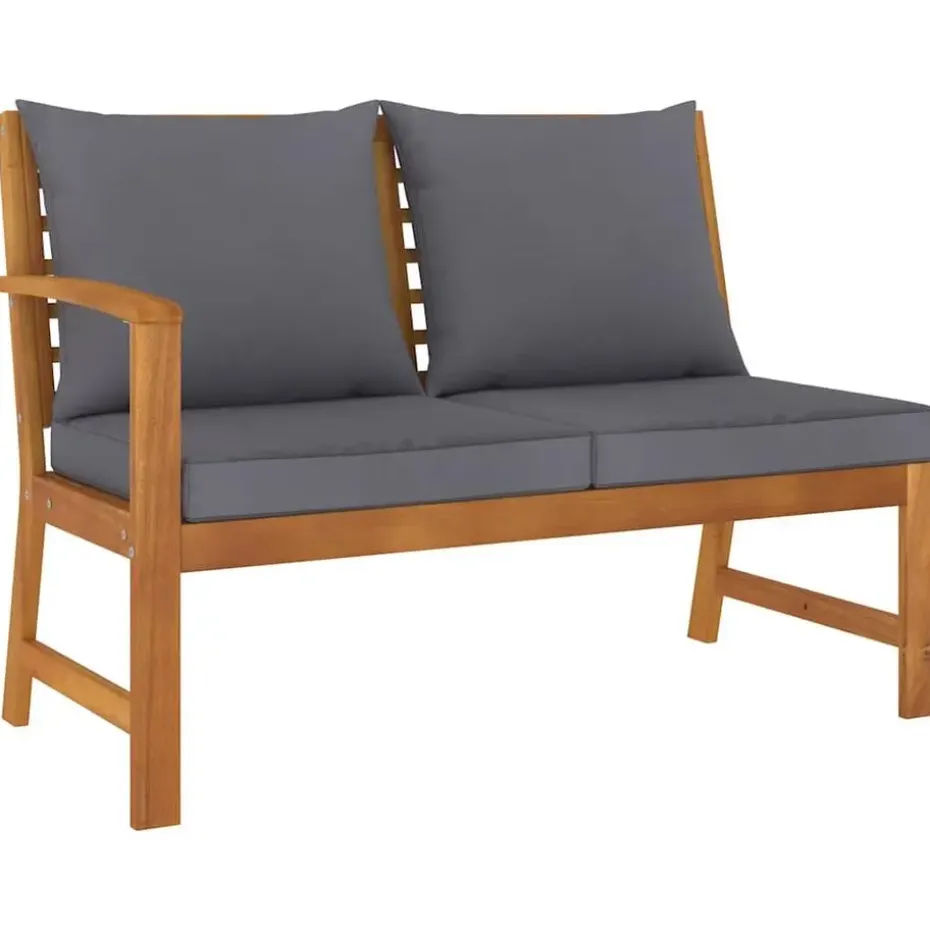 vidaXL - Tuinbank - Bruin - Stof - Met donkergrijs kussen - 114.5 cm