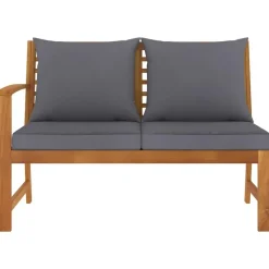 vidaXL - Tuinbank - Bruin - Stof - Met donkergrijs kussen - 114.5 cm