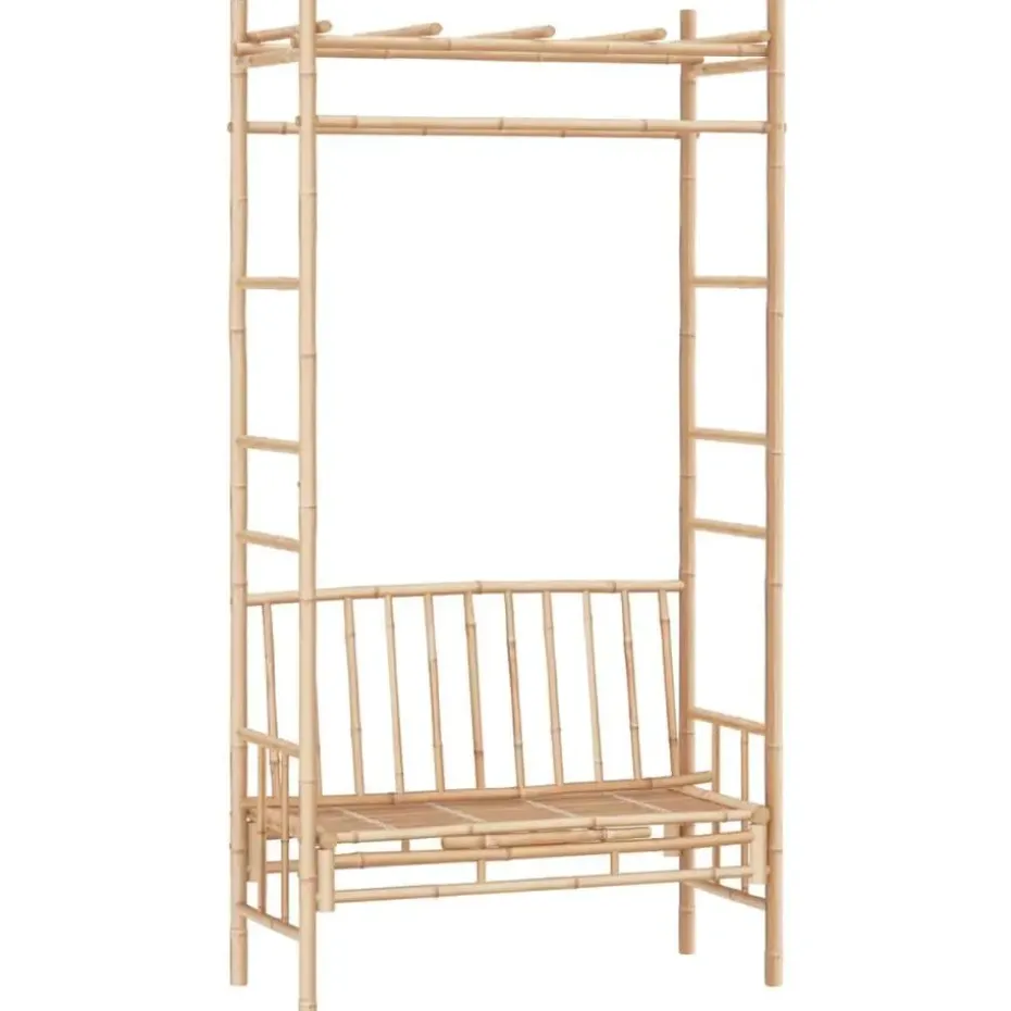 vidaXL - Tuinbank - Bruin - Bamboe - 116 cm - Met pergola