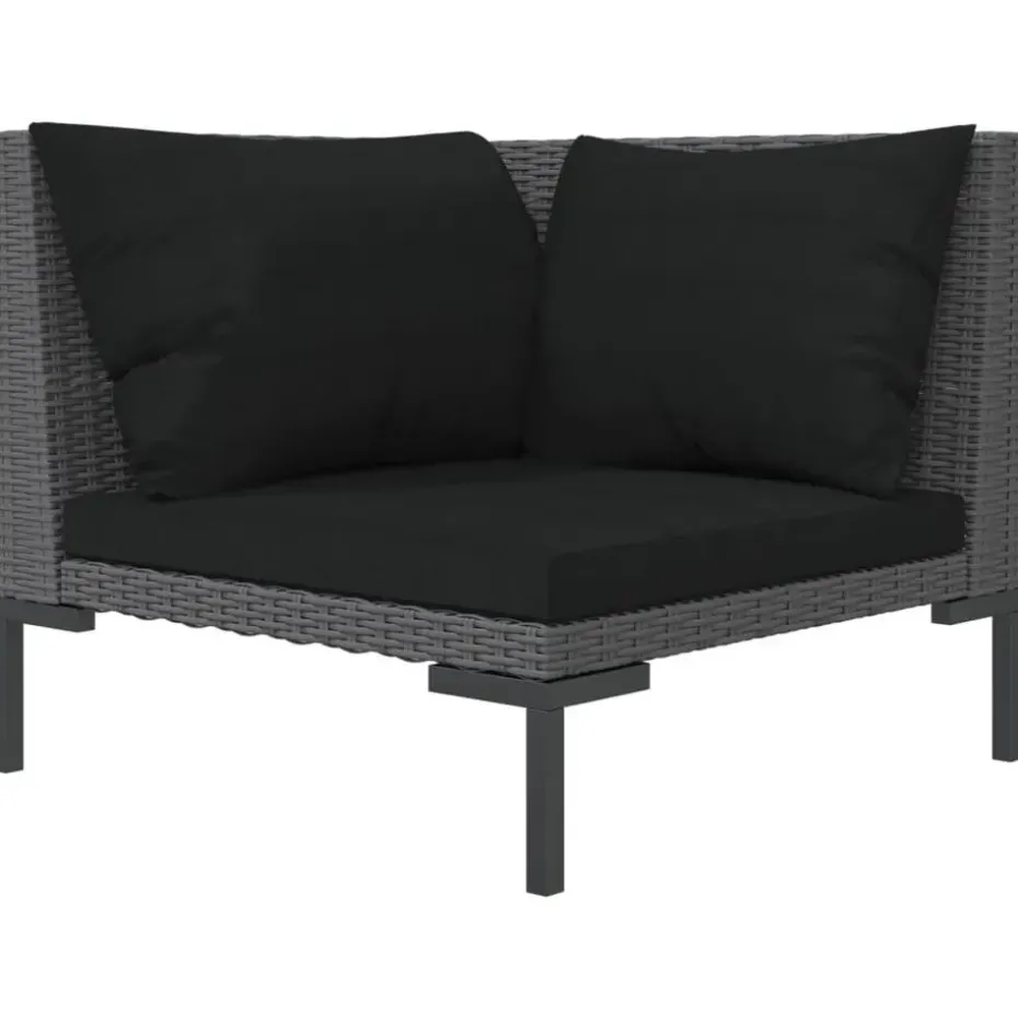 vidaXL - Tuinbank - Grijs - Poly rattan - Met kussens