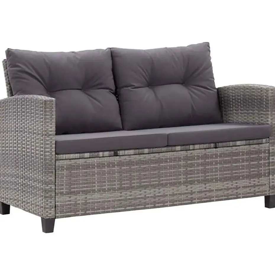 vidaXL - Tuinbank - Grijs - Poly rattan