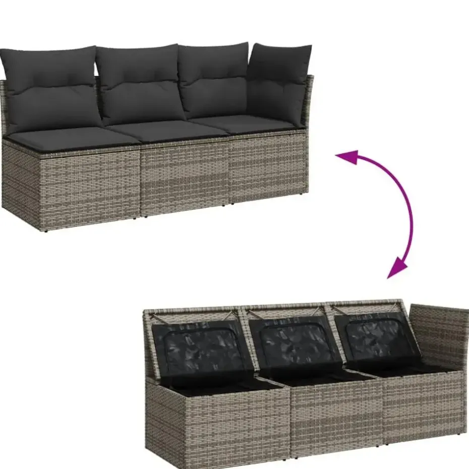 vidaXL - Tuinbank - Grijs - Poly rattan
