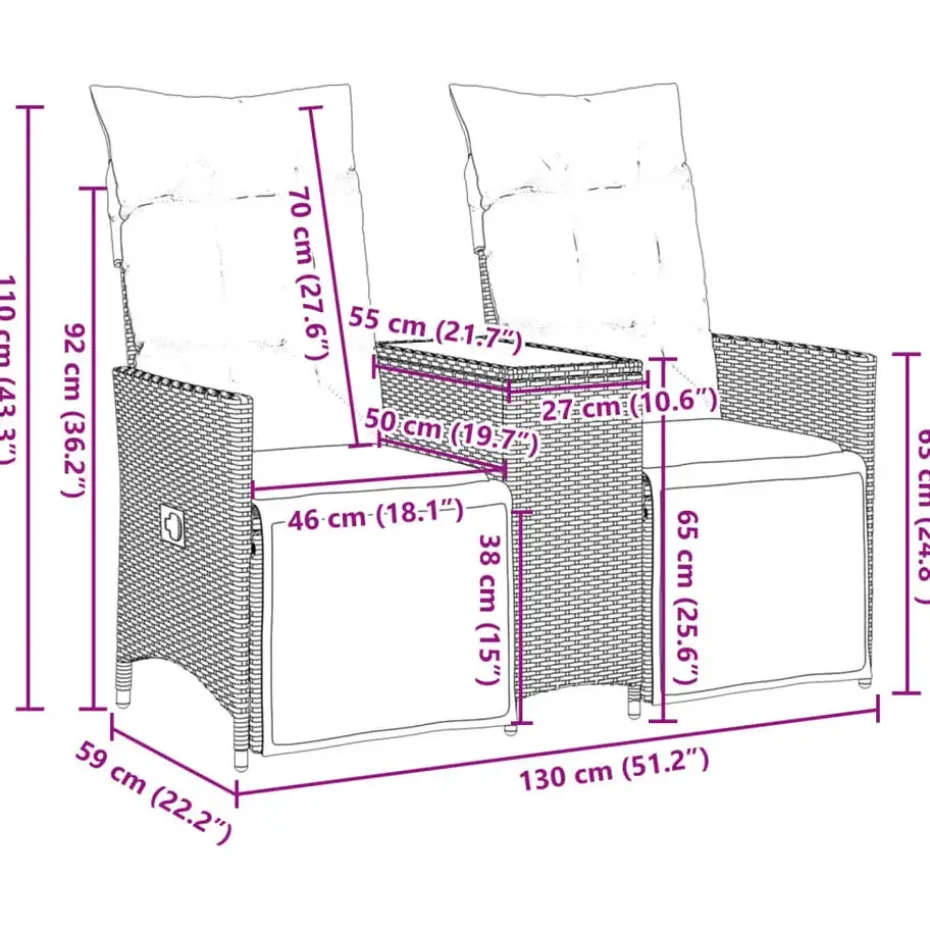 vidaXL - Tuinbank - Grijs - Poly rattan