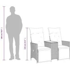 vidaXL - Tuinbank - Grijs - Poly rattan
