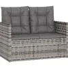 vidaXL - Tuinbank - Grijs - Poly rattan - 105 cm - Met Antraciet kussens