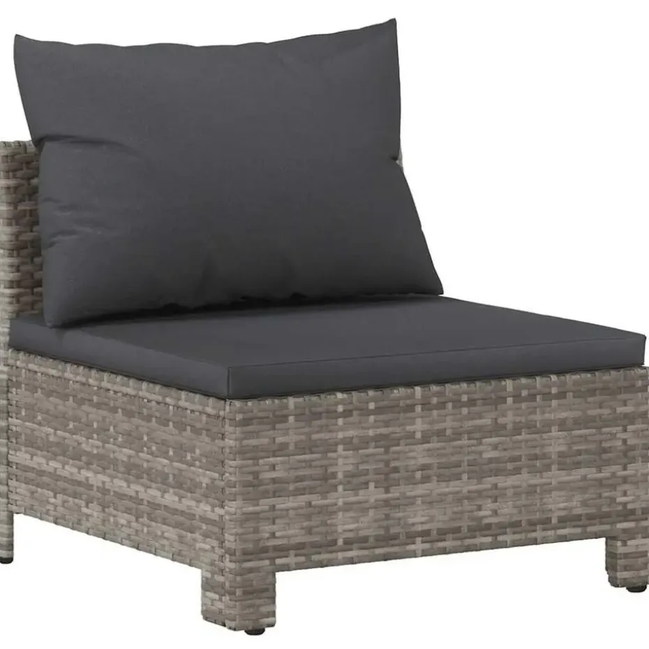 vidaXL - Tuinbank - Grijs - Poly rattan - Met kussens