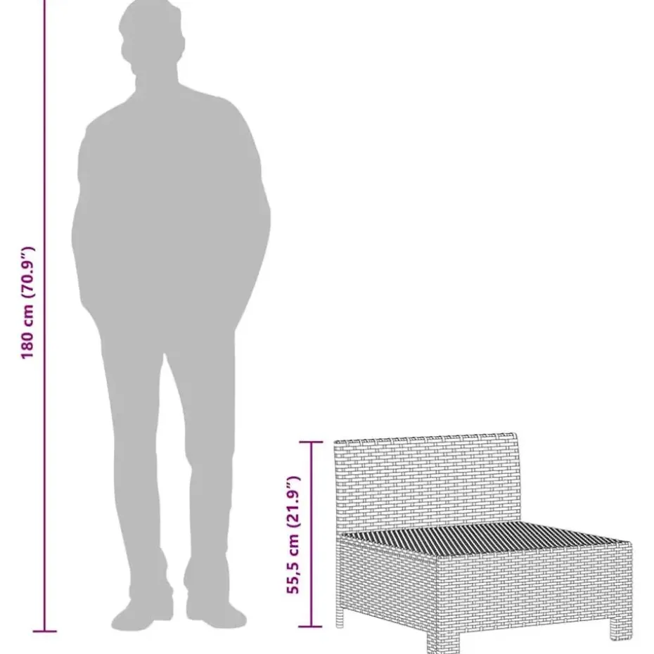 vidaXL - Tuinbank - Grijs - Poly rattan - Met kussens