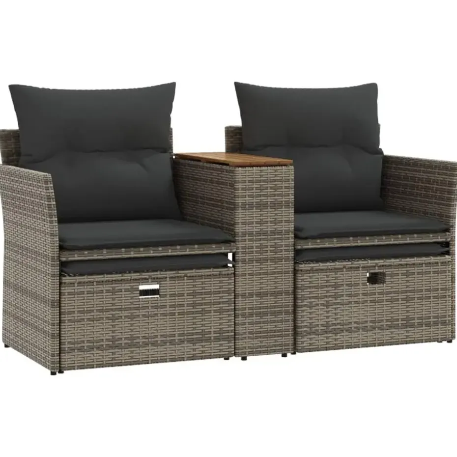 vidaXL - Tuinbank - Grijs - Poly rattan