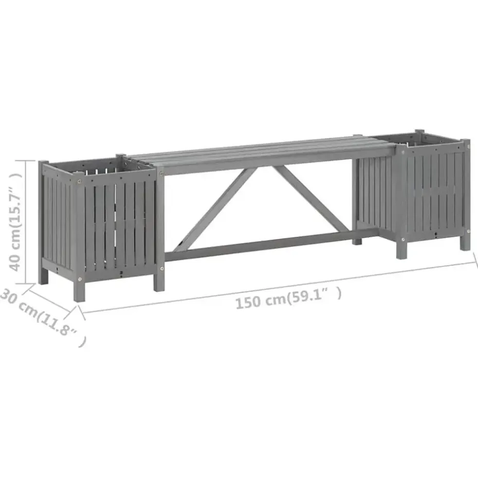 vidaXL - Tuinbank - Grijs - Acaciahout - 150 x 30 x 40 cm