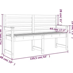 vidaXL - Tuinbank - Naturel - Massief grenenhout - 159.5x48x91.5 cm