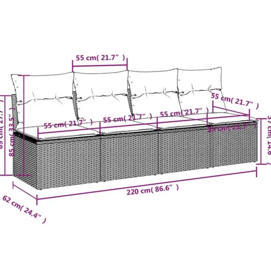 vidaXL - Tuinbank - Zwart - Poly rattan