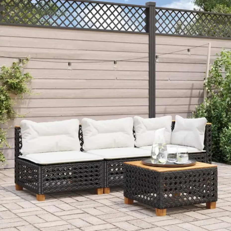 vidaXL - Tuinbank - Zwart - Poly rattan