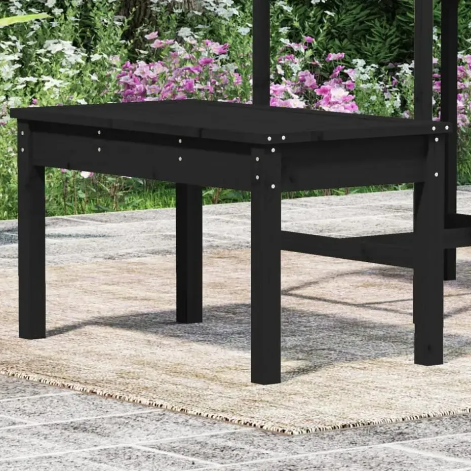 vidaXL - Tuinbank - Zwart - Massief grenenhout - 80x44x45 cm