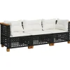 vidaXL - Tuinbank - Zwart - Poly rattan - 3 stuks