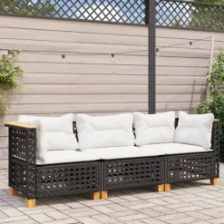 vidaXL - Tuinbank - Zwart - Poly rattan - 3 stuks