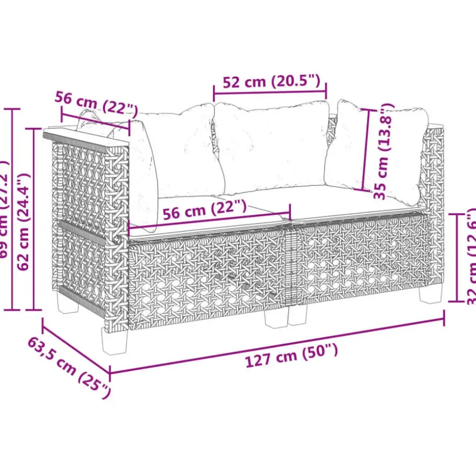 vidaXL - Tuinbank - Zwart - Poly rattan