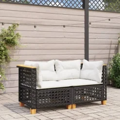 vidaXL - Tuinbank - Zwart - Poly rattan