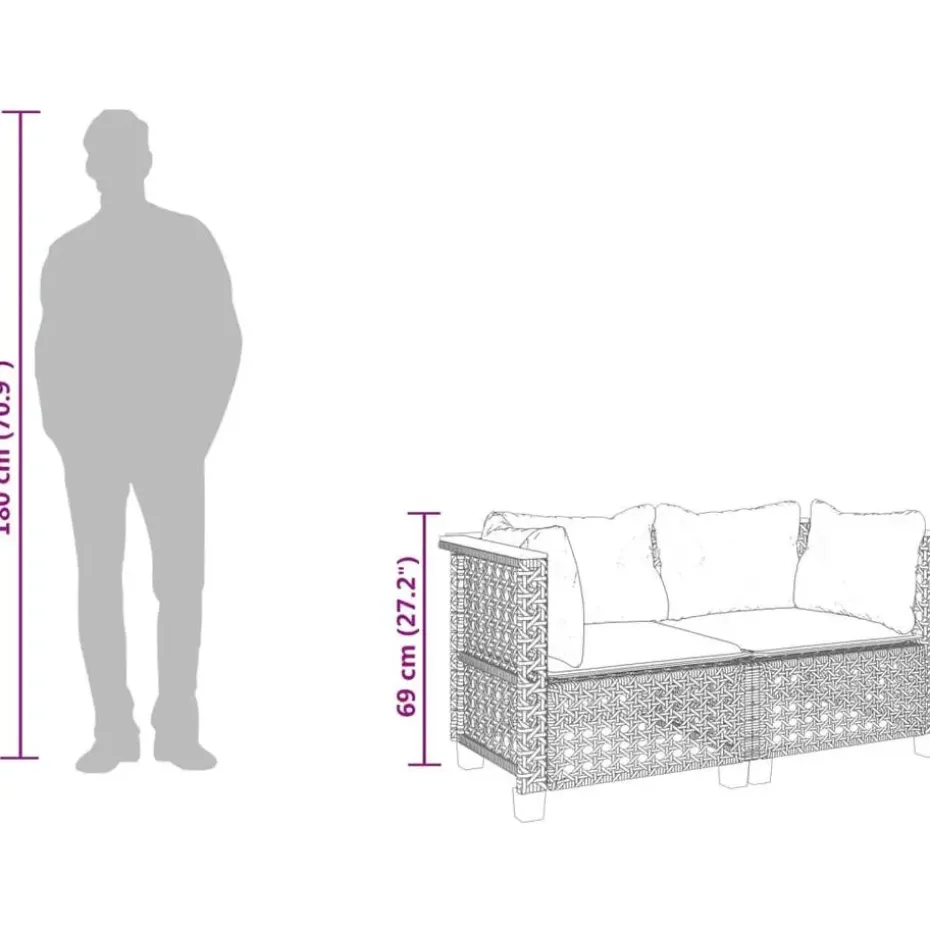 vidaXL - Tuinbank - Zwart - Poly rattan