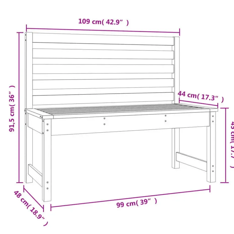 vidaXL - Tuinbank - Zwart - Grenenhout - 109 cm