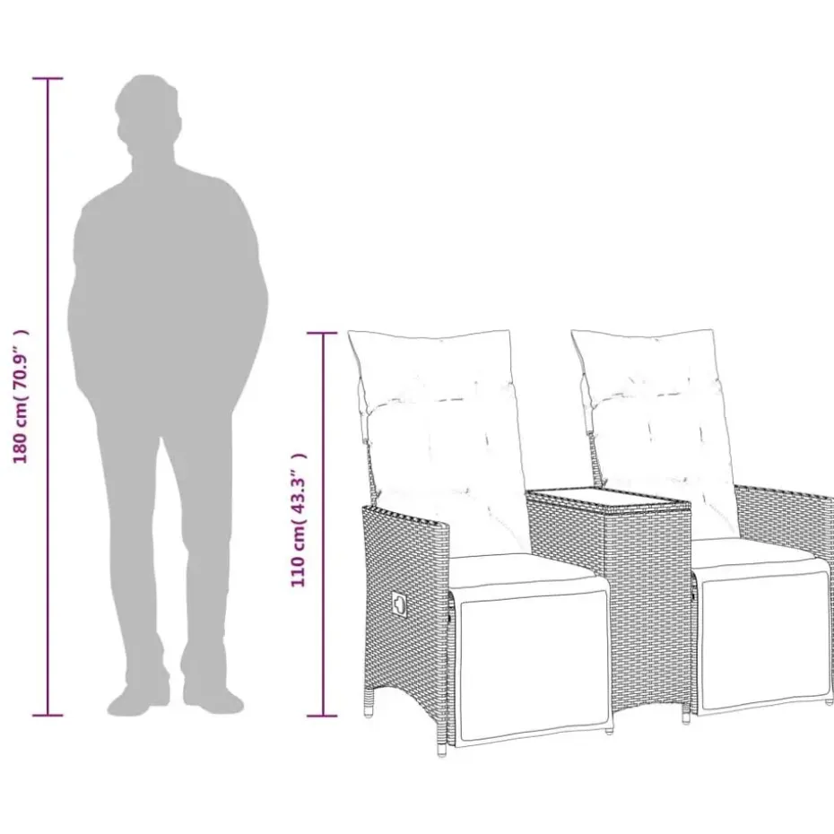 vidaXL - Tuinbank - Zwart - Poly rattan