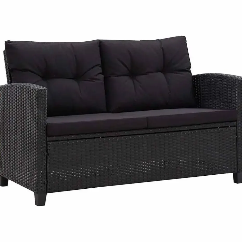 vidaXL - Tuinbank - Zwart - Poly rattan
