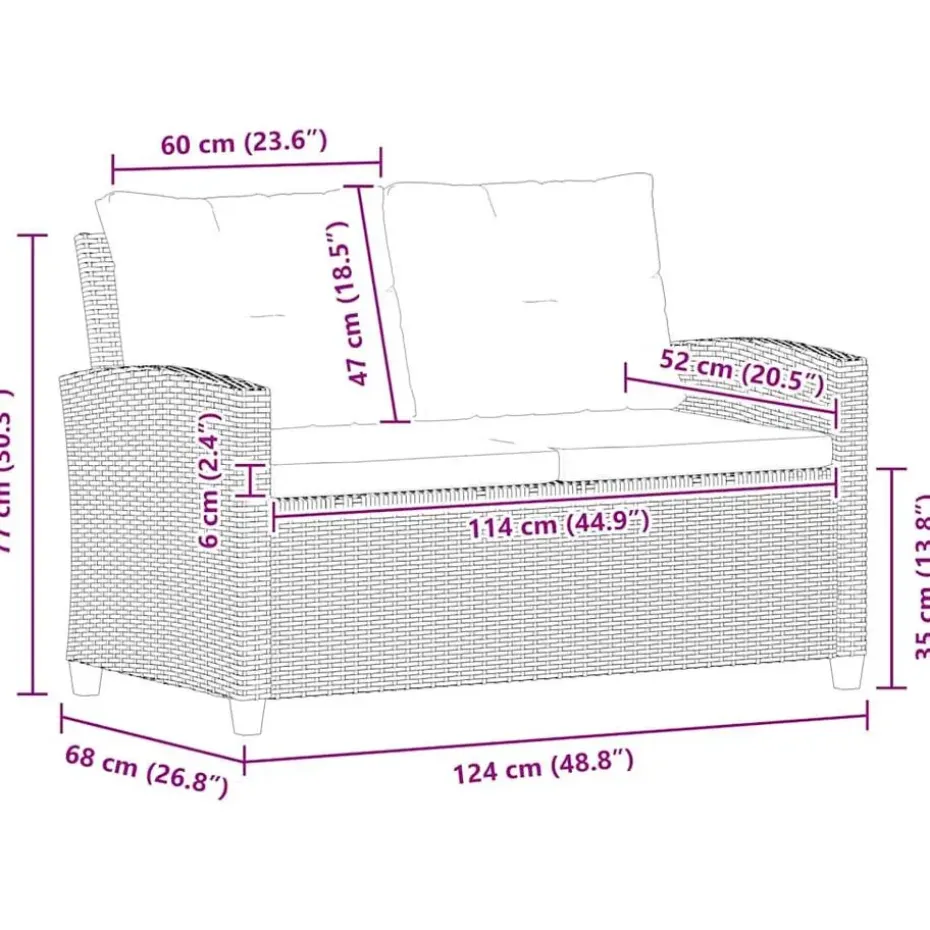 vidaXL - Tuinbank - Zwart - Poly rattan