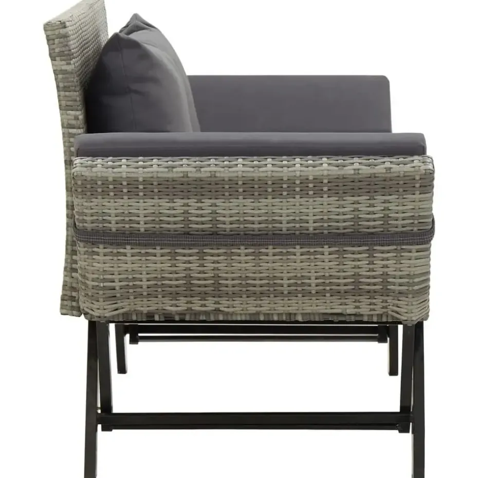 vidaXL - Tuinbank 2-in-1 - Grijs - Poly rattan -176 cm - Met kussens