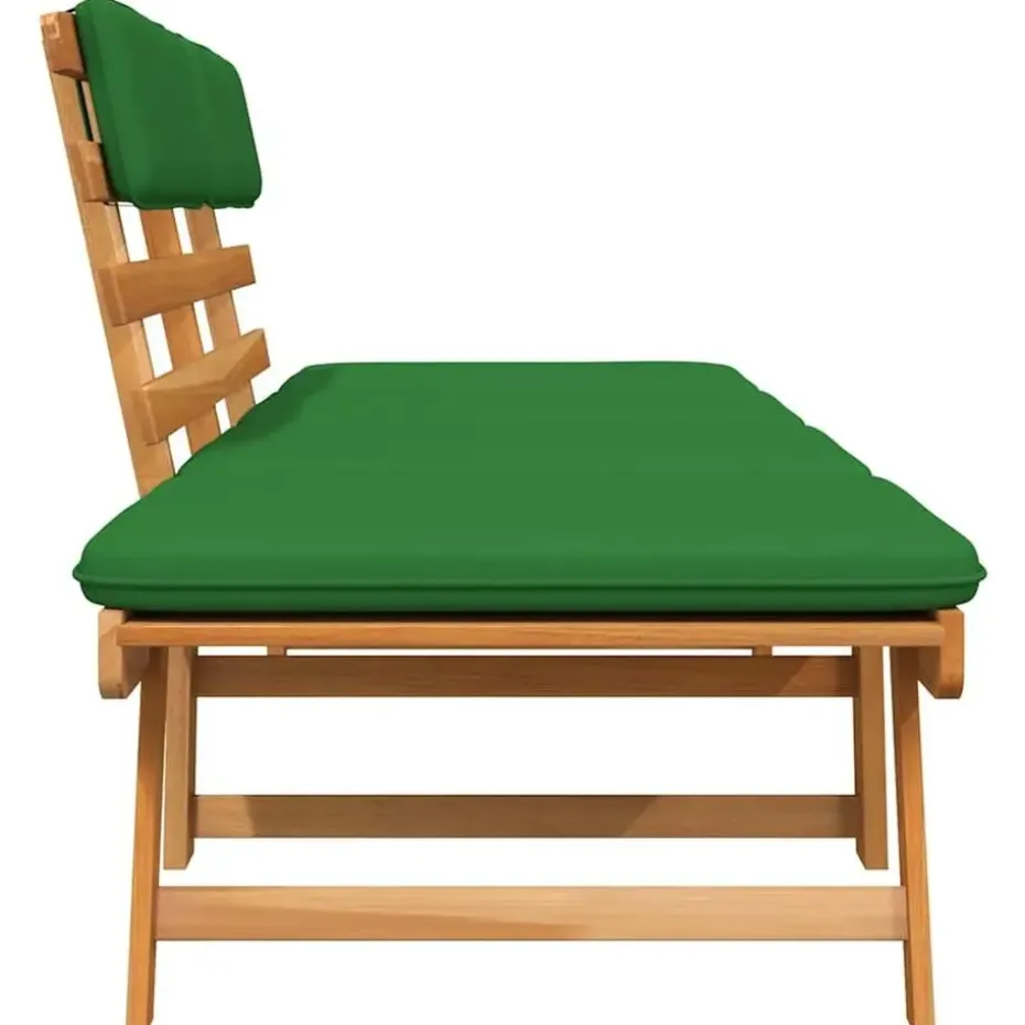 vidaXL - Tuinbank 2-in-1 - Groen - Acaciahout - 190 cm - Met kussens