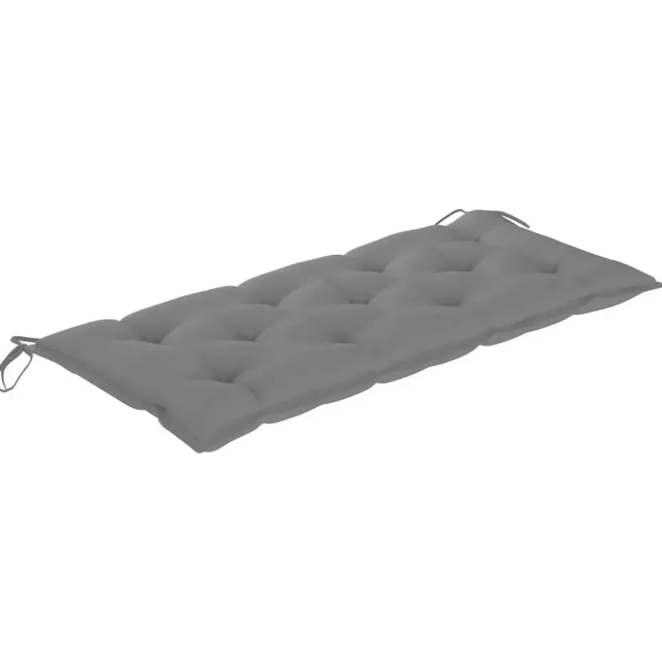 vidaXL - Tuinbank inklapbaar met grijs kussen - bamboe - 118x38x45 cm