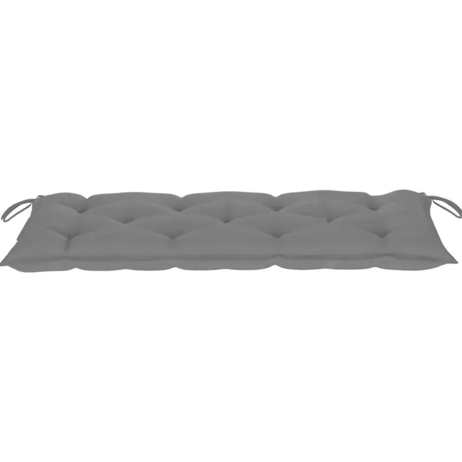 vidaXL - Tuinbank inklapbaar met grijs kussen - bamboe - 118x38x45 cm