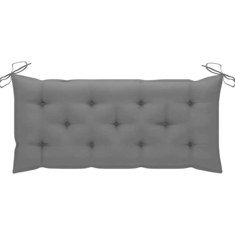vidaXL - Tuinbank inklapbaar met grijs kussen - bamboe - 118x38x45 cm