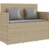 vidaXL - Tuinbank met grijs kussens - Beige poly rattan - 120x50x90.5 cm