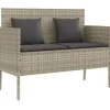 vidaXL - Tuinbank met kussens - Lichgrijs - Poly rattan - 113x61x87 cm