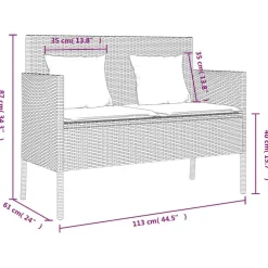 vidaXL - Tuinbank met kussens - Lichgrijs - Poly rattan - 113x61x87 cm