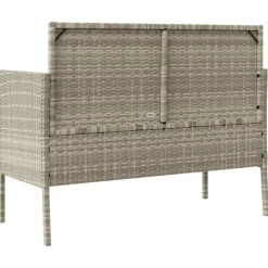 vidaXL - Tuinbank met kussens - Lichgrijs - Poly rattan - 113x61x87 cm