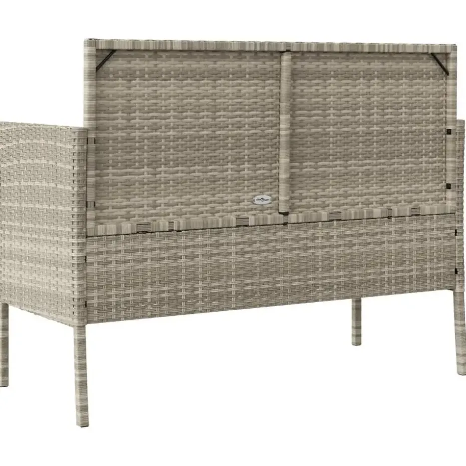 vidaXL - Tuinbank met kussens - Lichgrijs - Poly rattan - 113x61x87 cm