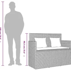vidaXL - Tuinbank met kussens - Grijs - Poly rattan - 120x50x90.5 cm