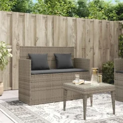 vidaXL - Tuinbank met kussens - Grijs - Poly rattan - 120x50x90.5 cm