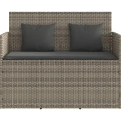 vidaXL - Tuinbank met kussens - Grijs - Poly rattan - 120x50x90.5 cm