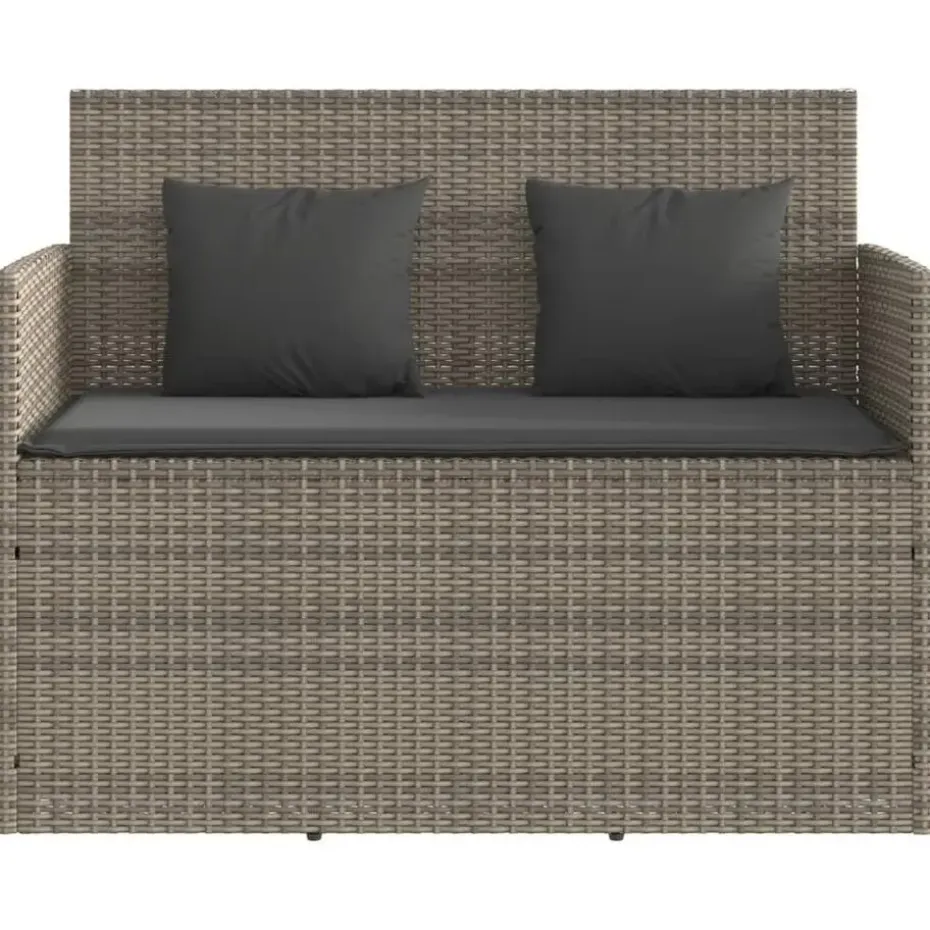 vidaXL - Tuinbank met kussens - Grijs - Poly rattan - 120x50x90.5 cm