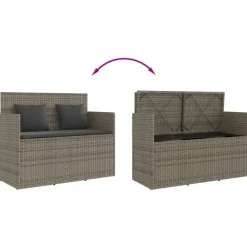 vidaXL - Tuinbank met kussens - Grijs - Poly rattan - 120x50x90.5 cm