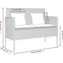 vidaXL - Tuinbank met kussens - Grijs - Poly rattan - 113x61x87 cm