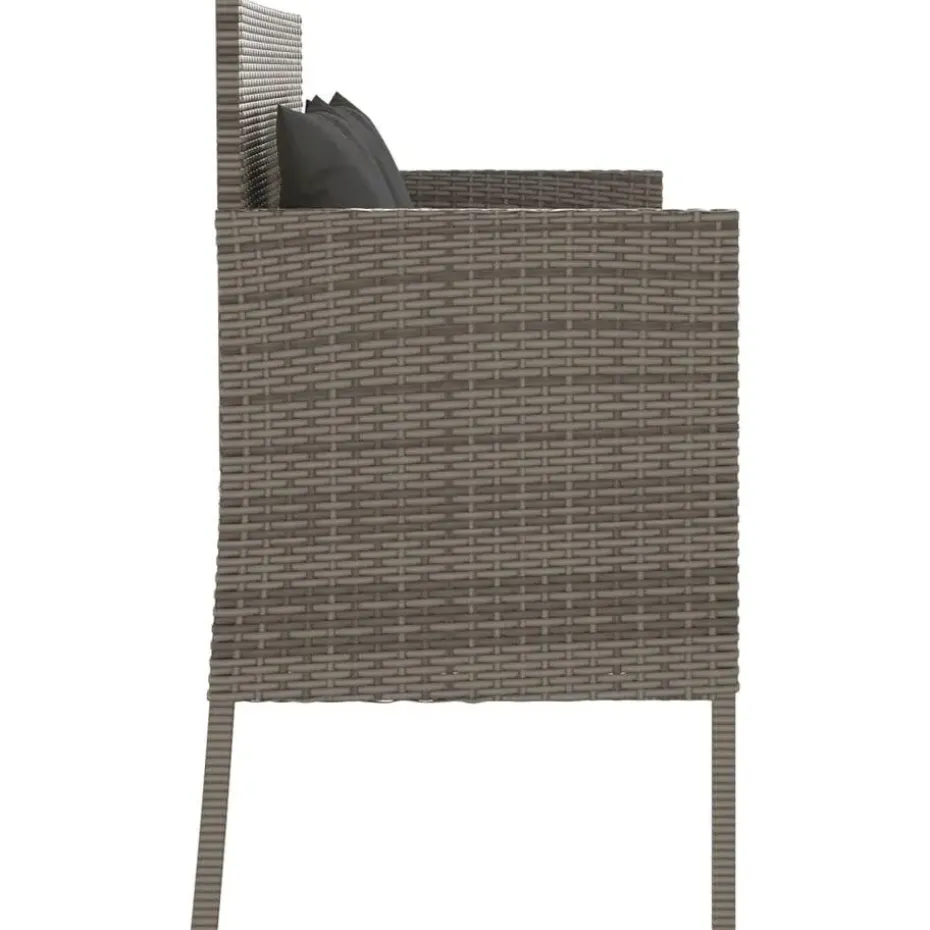 vidaXL - Tuinbank met kussens - Grijs - Poly rattan - 113x61x87 cm