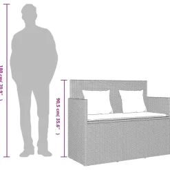 vidaXL - Tuinbank met kussens - Lichgrijs - Poly rattan - 120x50x90.5 cm