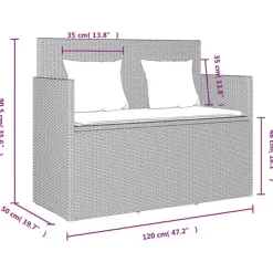 vidaXL - Tuinbank met kussens - Lichgrijs - Poly rattan - 120x50x90.5 cm