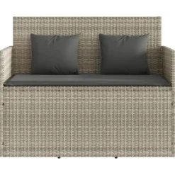 vidaXL - Tuinbank met kussens - Lichgrijs - Poly rattan - 120x50x90.5 cm