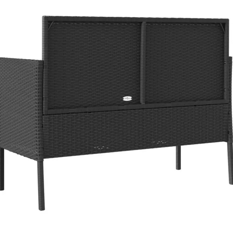 vidaXL - Tuinbank met kussens - Zwart - Poly rattan - 113x61x87 cm