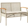 vidaXL - Tuinbank met kussen - Beige - Poly rattan en acaciahout - 108x57x85 cm